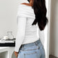 Ruched One Shoulder Long Sleeve T-Shirt