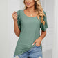 Eyelet Puff Sleeve Round Neck Top