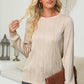 Textured Round Neck Long Sleeve Blouse