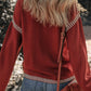 Striped Detail Round Neck Dropped Shoulder Sweater