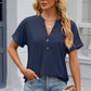 Eyelet Notched Short Sleeve T-Shirt