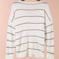 Striped V-Neck Drop Shoulder Sweater