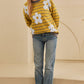 Flower Stripe Round Neck Long Sleeve Sweater