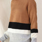 Color Block Round Neck Dropped Shoulder Sweater