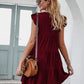 Ruffled Round Neck Cap Sleeve Mini Dress