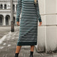 Striped Round Neck Long Sleeve Dress