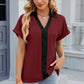 Eyelet Johnny Collar Short Sleeve T-Shirt