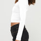 Scoop Neck Long Sleeve Cropped T-Shirt