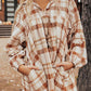 Plaid Collared Neck Long Sleeve Mini Shirt Dress