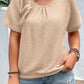 Plus Size Textured Lace Round Neck Short Sleeve T-Shirt