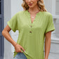Eyelet Notched Short Sleeve T-Shirt