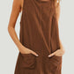 Round Neck Wide Strap Corduroy Mini Dress