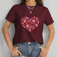 Heart Round Neck Short Sleeve T-Shirt