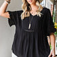 V-Neck Flounce Sleeve Babydoll Blouse