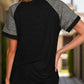 Full Size Contrast Round Neck Short Sleeve T-Shirt