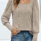 Decorative Button Square Neck Top