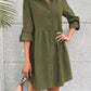 Button Up Collared Neck Long Sleeve Dress