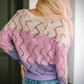 Color Block Hollow Boat Neck Sweater