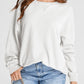 Waffle Knit Round Neck Long Sleeve T-Shirt