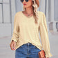 Lace Trim V-Neck Flounce Sleeve Top