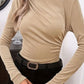 Ruched Mock Neck Long Sleeve T-Shirt