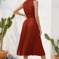 Swiss Dot Tie Neck Sleeveless Dress