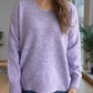 V-Neck Dropped Shoulder Long Sleeve Sweater