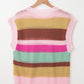 Color Block Round Neck Cap Sleeve Knit Top