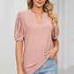 Eyelet Notched Short Sleeve T-Shirt