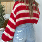 Striped Turtleneck Long Sleeve Cropped Sweater