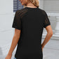 Openwork Round Neck Short Sleeve T-Shirt