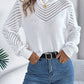 Openwork Round Neck Long Sleeve Knit Top