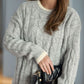 Cable Knit Round Neck Long Sleeve Sweater