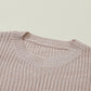 Cable-Knit Round Neck Dropped Shoulder Sweater