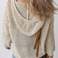 Openwork Dropped Shoulder Hooded Knit Top