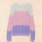 Color Block Hollow Boat Neck Sweater