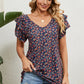 V-Neck Short Sleeve Blouse