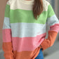 Color Block Round Neck Long Sleeve Sweater