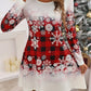 Snowflakes Plaid Round Neck Long Sleeve Dress