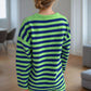 Distressed Striped Round Neck Long Sleeve Sweater