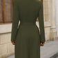 Double-Breasted Lapel Collar Long Sleeve Dress