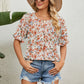 Round Neck Flounce Sleeve Blouse