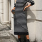 Striped Round Neck Long Sleeve Dress