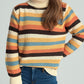 Contrast Stripes Turtleneck Long Sleeve Sweater