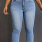 Side Slit Skinny Jeans with Pockets