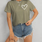 Heart Round Neck Short Sleeve T-Shirt