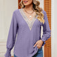 Eyelet V-Neck Flounce Sleeve T-Shirt