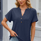 Eyelet Notched Short Sleeve T-Shirt