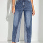 Contrast Patchwork Straight Jeans with Pockets