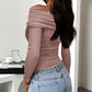 Ruched One Shoulder Long Sleeve T-Shirt